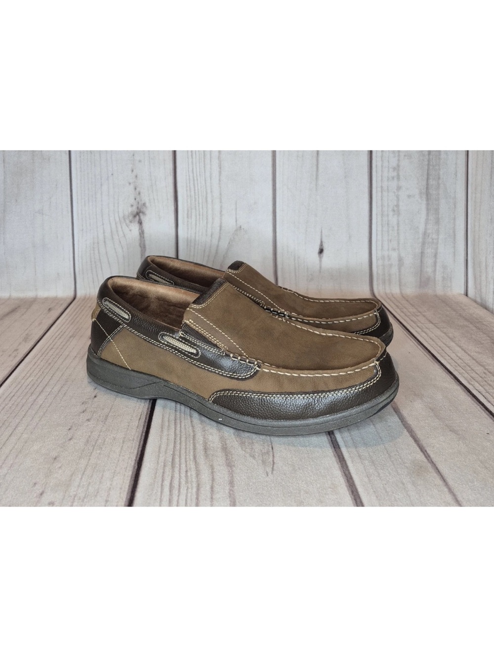 Florsheim Men’s Size 13XW Lakeside Brown Leather Slip On Non-Slip/Marking Shoes
